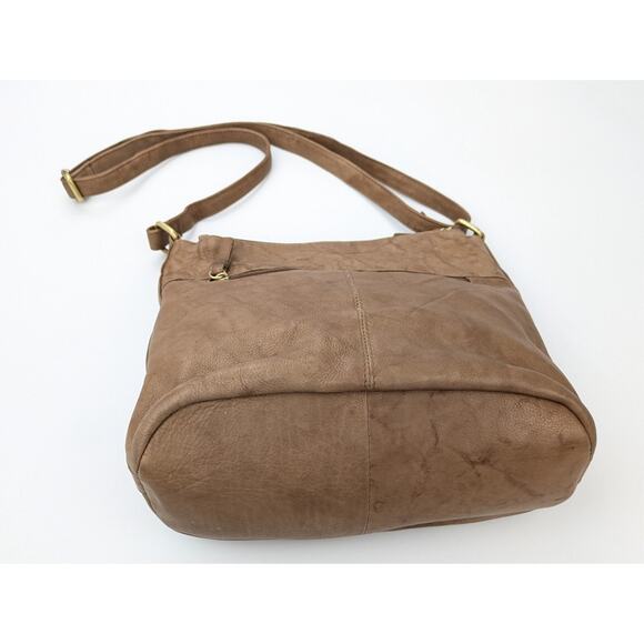 Great American Leatherworks Cute Brown Woven Crossbody Bag Genuine Leather Boho - Picture 4 of 6